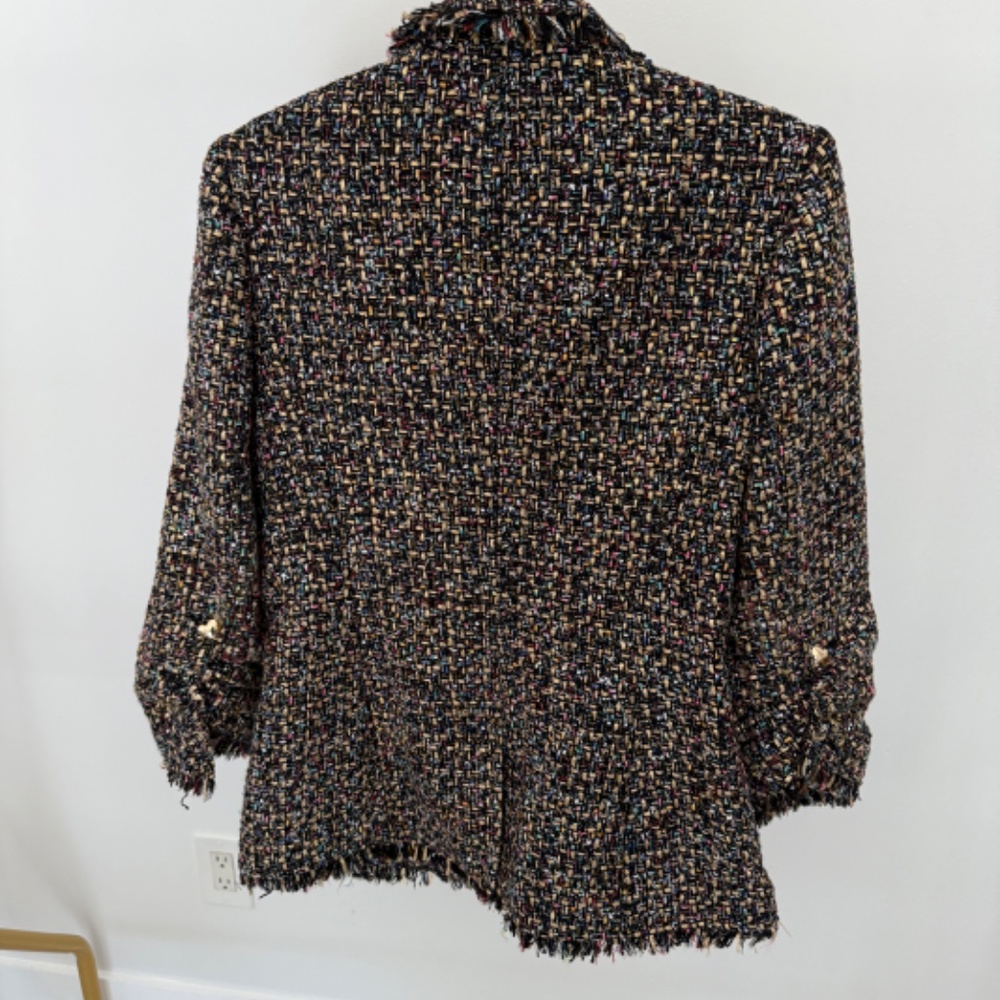 Cinq a Sept Khloe Tweed Blazer Multi Colored Heart Buttons Size 6 - Picture 9 of 15